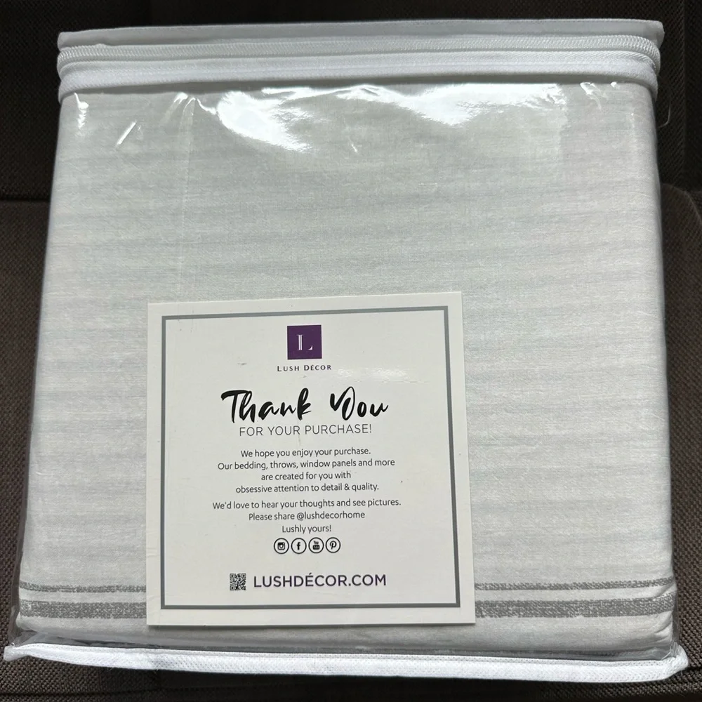 Lush Décor Farmhouse Stripe 100% Cotton Duvet Cover Set Gray